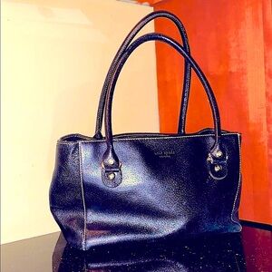 Kate Spade NY classic black leather shoulder purse handbag vintage polka dot  👜